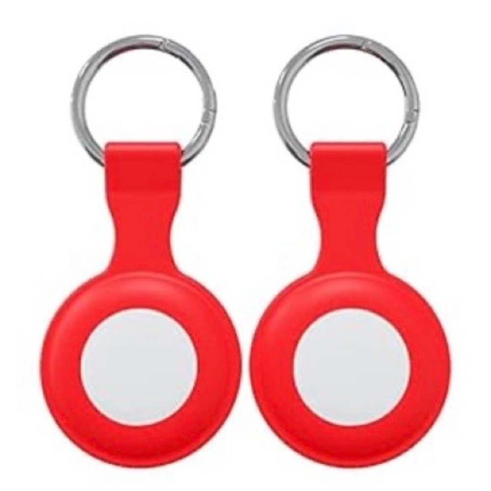 💞 New 2-Pack Red Silicone Keychain AirTag Holder